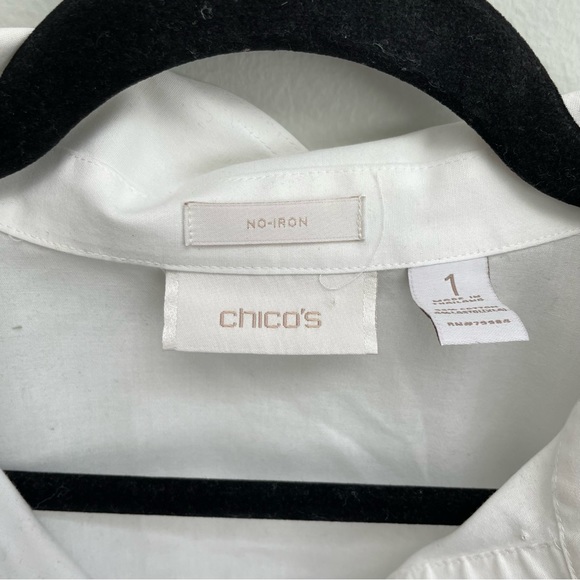 Chico’s popover work blouse non iron long sleeve button front size medium 8 - Picture 3 of 7